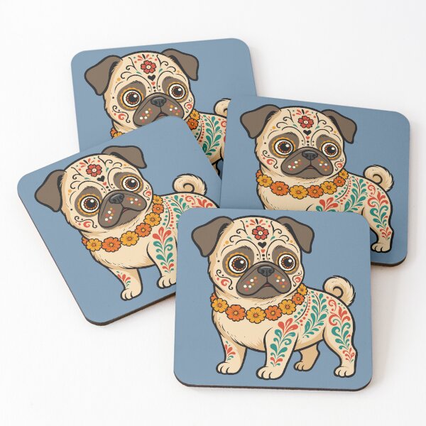 Item preview, Day of the Dead Pug designed and sold by Ghost on Toast.