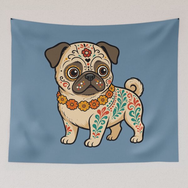 Item preview, Day of the Dead Pug designed and sold by Ghost on Toast.