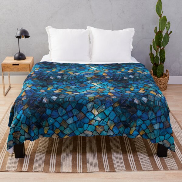 Aperçu de l'œuvre Motif de fragments de mosaïque en vitrail bleu ambré créée et vendue par NTGUILTY.