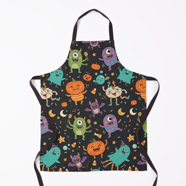 Item preview, Dark halloween monsters and pumpkins fun pattern designed and sold by Bywithrose instant studio.