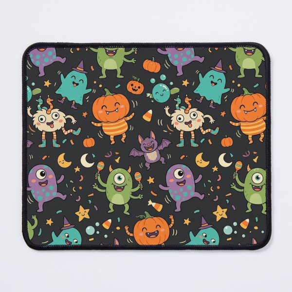 Item preview, Dark halloween monsters and pumpkins fun pattern designed and sold by Bywithrose instant studio.