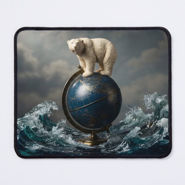 Item preview, Polar bear standing on a globe amidst stormy waves designed and sold by homydesign.