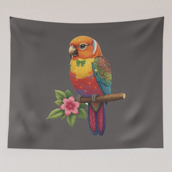 Item preview, Beautiful Colorful Tropical Parrot Embroidery Effect designed and sold by MargaretPolanco.