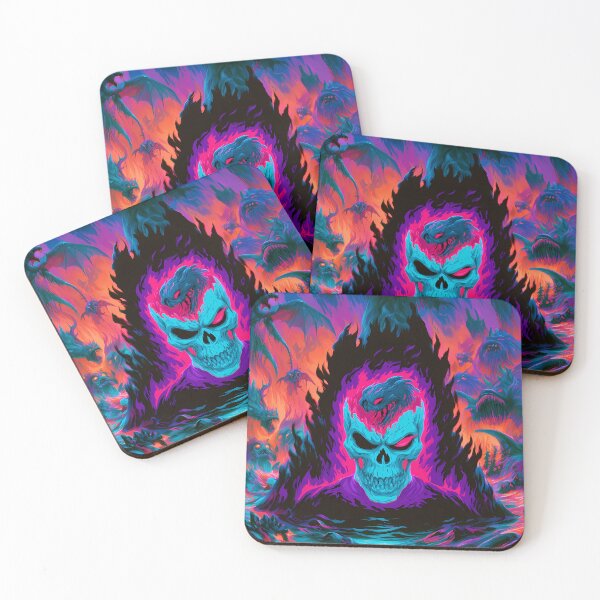Item preview, Neon Blue Glowing Skull Demon Horde Art designed and sold by Lunat1kk.