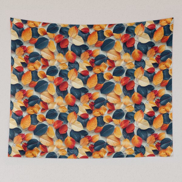 Item preview, Vibrant Autumn Leaves Navy Blue Orange Pattern designed and sold by NTGUILTY.