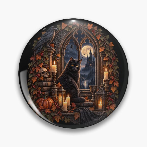 Item preview, The Cat at the Gothic Window – Gothic Halloween Design designed and sold by Scarlett-Goods.