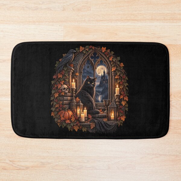 Item preview, The Cat at the Gothic Window – Gothic Halloween Design designed and sold by Scarlett-Goods.