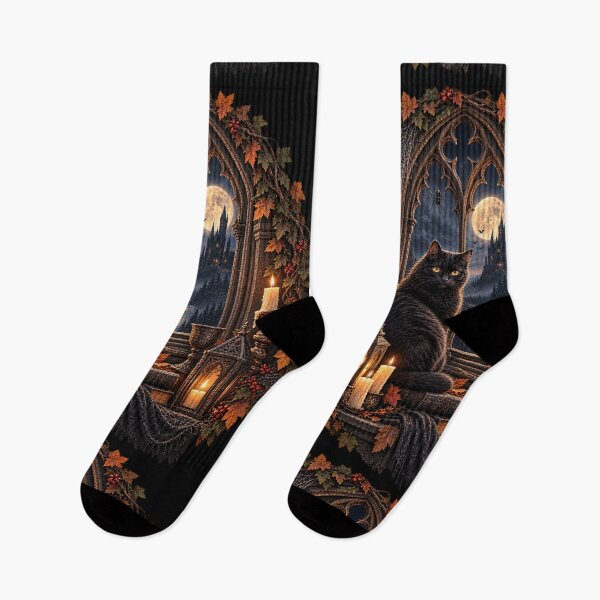 Item preview, The Cat at the Gothic Window – Gothic Halloween Design designed and sold by Scarlett-Goods.