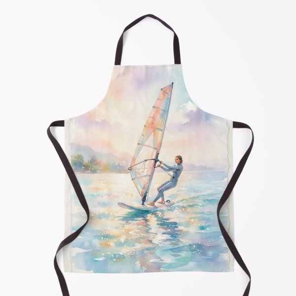 Item preview, A watercolor painting of a woman windsurfing at sunset designed and sold by homydesign.