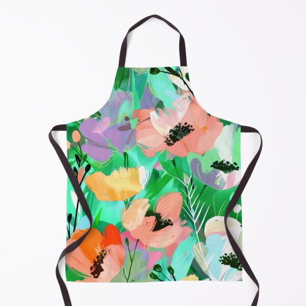 Item preview, Pastel Peach And Yellow Abstract Floral On Green designed and sold by DEC02.