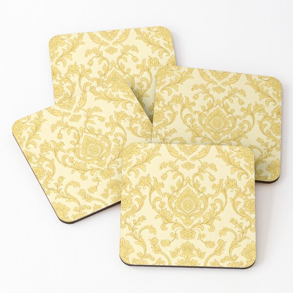 Item preview, Gold and cream damask pattern designed and sold by homydesign.