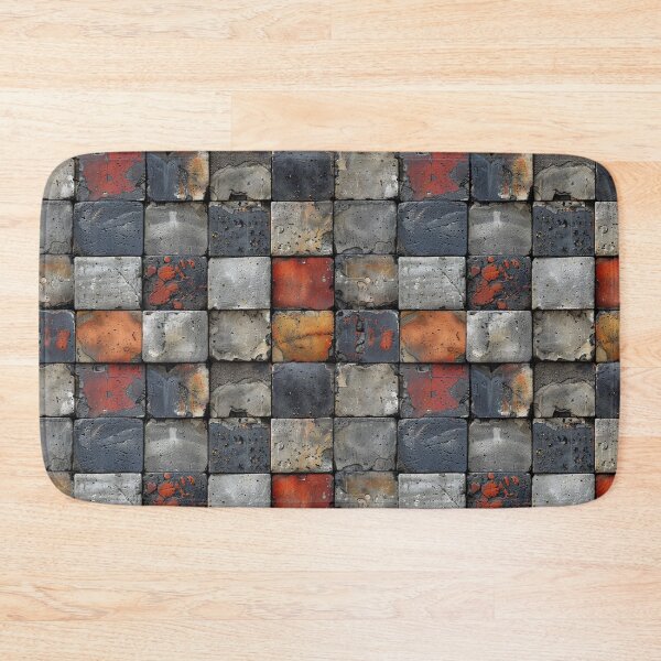 Item preview, Weathered Grunge Concrete Stone Blocks Grid Pattern designed and sold by NTGUILTY.