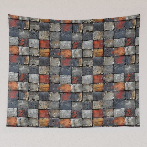 Item preview, Weathered Grunge Concrete Stone Blocks Grid Pattern designed and sold by NTGUILTY.
