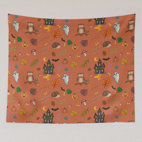 Item preview, Cute Woodland Halloween Pattern designed and sold by Ink & Kind Studio.