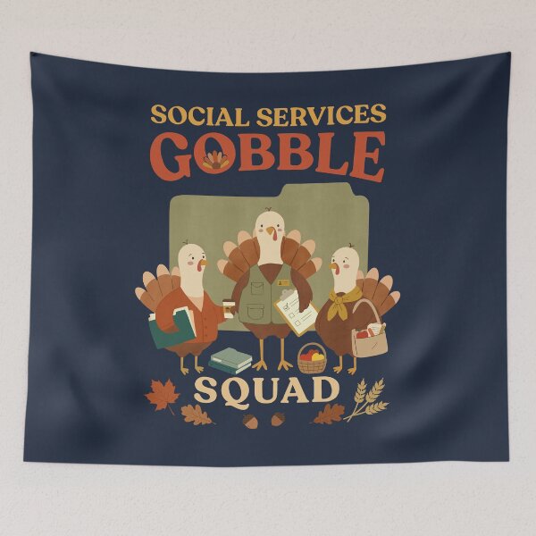 Item preview, Social Services Gobble Squad Thanksgiving Turkey Office Crew designed and sold by FreshVibe Prints.