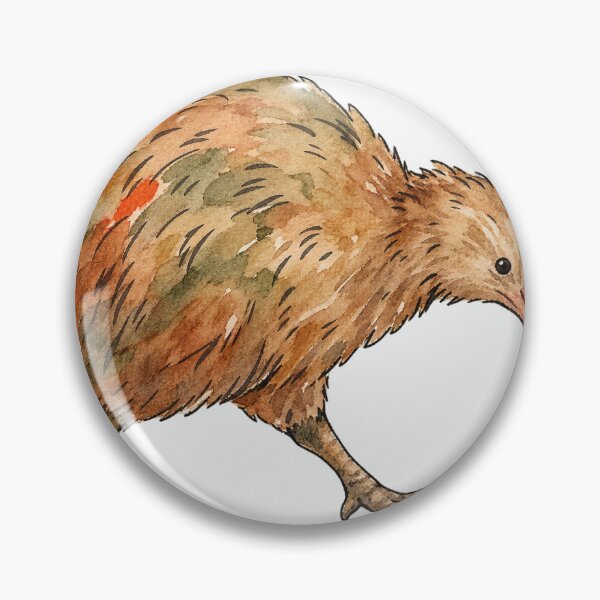Item preview, Plump Kiwi Bird Walking in Profile Watercolor Illustration designed and sold by Jessie's Palette.