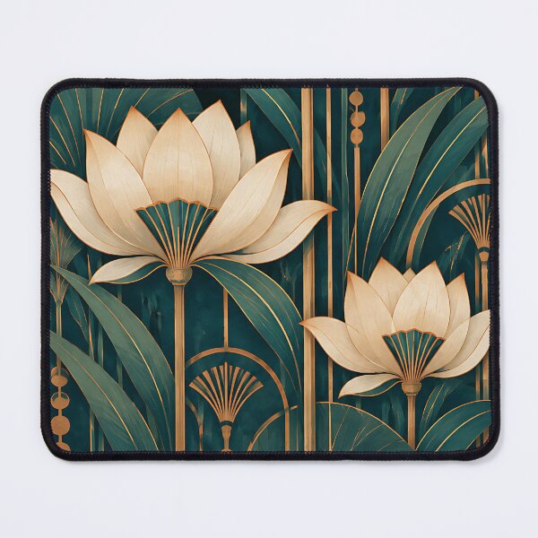 Item preview, Egyptian Lotus Art Deco Teal Botanical designed and sold by H.M. Bright Design.