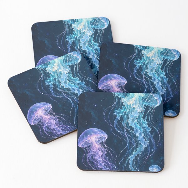 Item preview, Moonlit Jellyfish in a Midnight Ocean designed and sold by H.M. Bright Design.