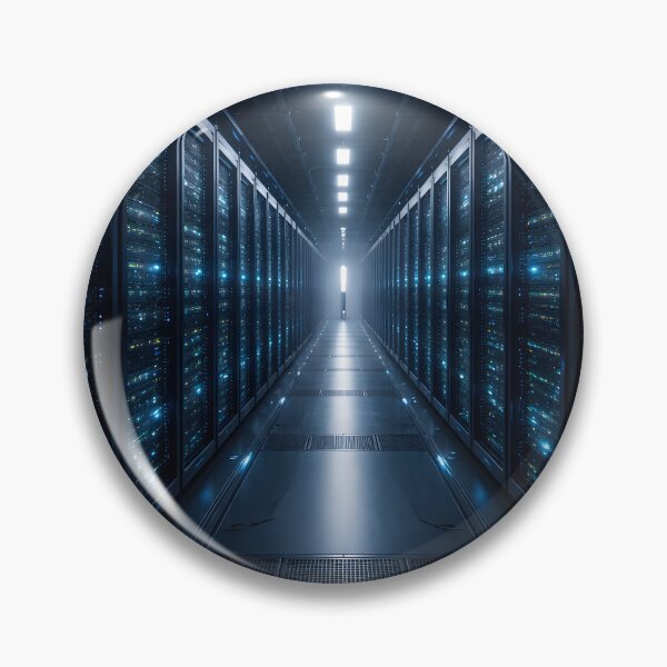 Item preview, Pasillo de centro de datos moderno con racks de servidores iluminados. designed and sold by homydesign.