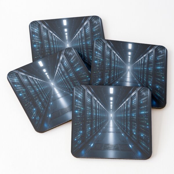 Item preview, Modern Data Center Corridor with Glowing Server Racks designed and sold by homydesign.