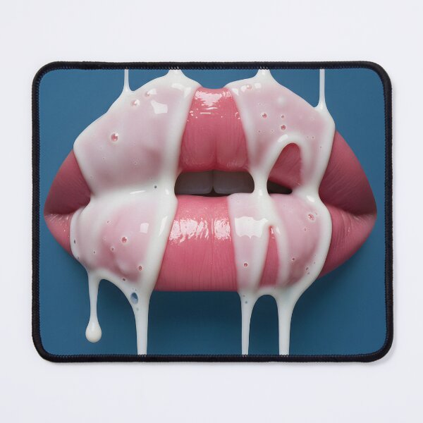Item preview, Glossy Pink Lips with Dripping White Liquid designed and sold by homydesign.