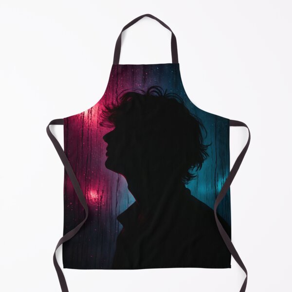 Item preview, A person's silhouette is framed against a background of vertical pink and blue abstract light streaks designed and sold by homydesign.