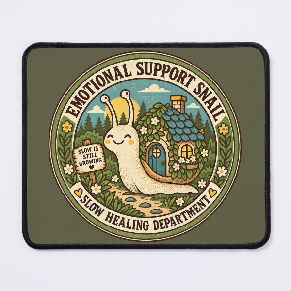 Item preview, Emotional Support Snail – Slow Healing Cottagecore Badge designed and sold by  MAD's Recreation Studio.