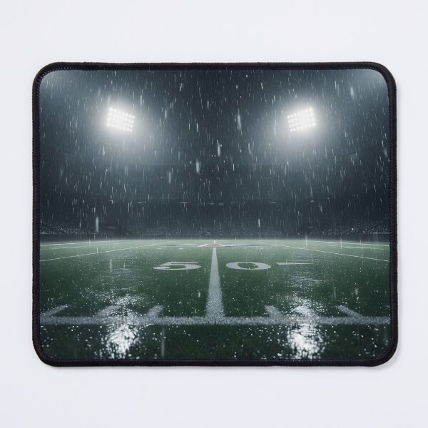 Item preview, Empty Football Stadium Under Heavy Rain at Night designed and sold by homydesign.