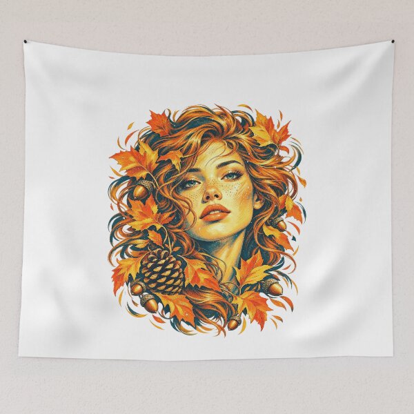 Item preview, Fall Foliage Woman Portrait With Acorns designed and sold by elderberry.
