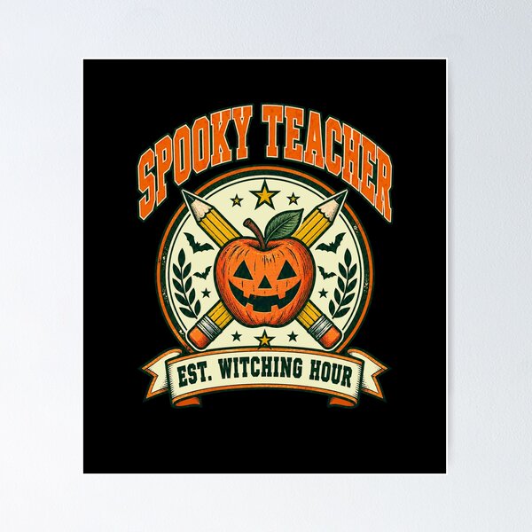 Item preview, Spooky Teacher Retro Halloween Pumpkin Apple designed and sold by justinhmorton.