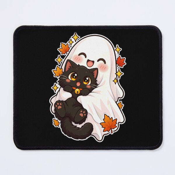 Item preview, Cute Ghost Hugging Black Cat Kawaii Halloween designed and sold by justinhmorton.