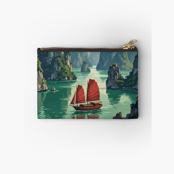 Item preview, Ha Long Bay Vietnam Vintage Travel – Emerald Waters Karst Islands Traditional Junk Boat designed and sold by Bomax121.