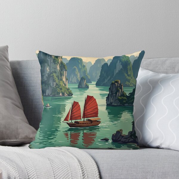 Item preview, Viajes de época a la bahía de Ha Long, Vietnam – Islas kársticas de aguas esmeralda en barco tradicional de junco designed and sold by Bomax121.