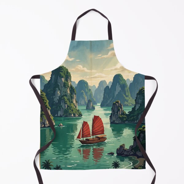 Item preview, Ha Long Bay Vietnam Vintage Travel – Emerald Waters Karst Islands Traditional Junk Boat designed and sold by Bomax121.