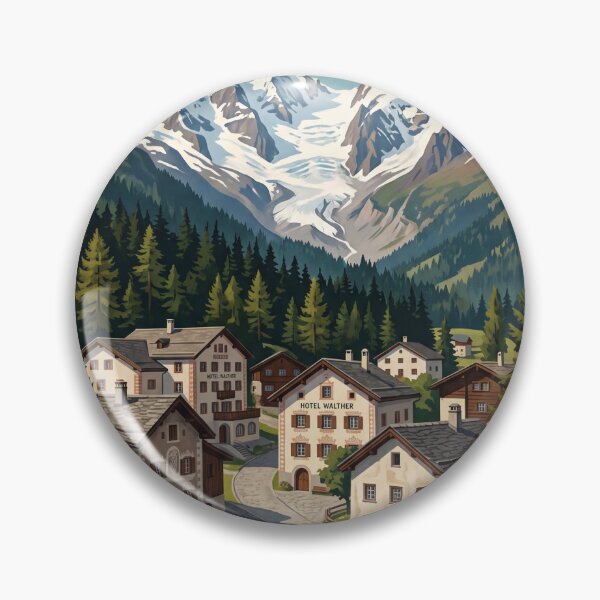 Item preview, Pontresina Switzerland Vintage Travel – Engadin Piz Bernina Val Roseg Alpine Village designed and sold by Bomax121.