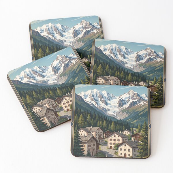 Item preview, Pontresina Switzerland Vintage Travel – Engadin Piz Bernina Val Roseg Alpine Village designed and sold by Bomax121.