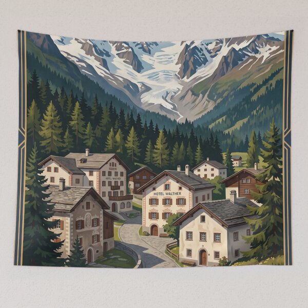 Item preview, Pontresina Switzerland Vintage Travel – Engadin Piz Bernina Val Roseg Alpine Village designed and sold by Bomax121.