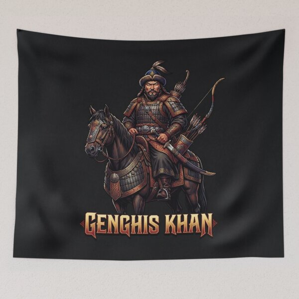 Aperçu de l'œuvre Portrait de Gengis Khan, guerrier mongol à cheval créée et vendue par Owcomm.