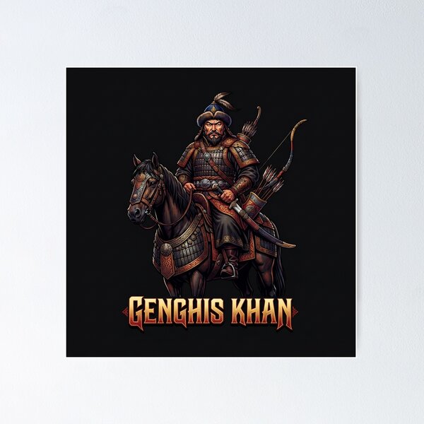 Aperçu de l'œuvre Portrait de Gengis Khan, guerrier mongol à cheval créée et vendue par Owcomm.
