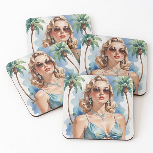 Item preview, Midcentury Blue Diamonds – Retro Glamour at the Pool designed and sold by RosieKingArt.