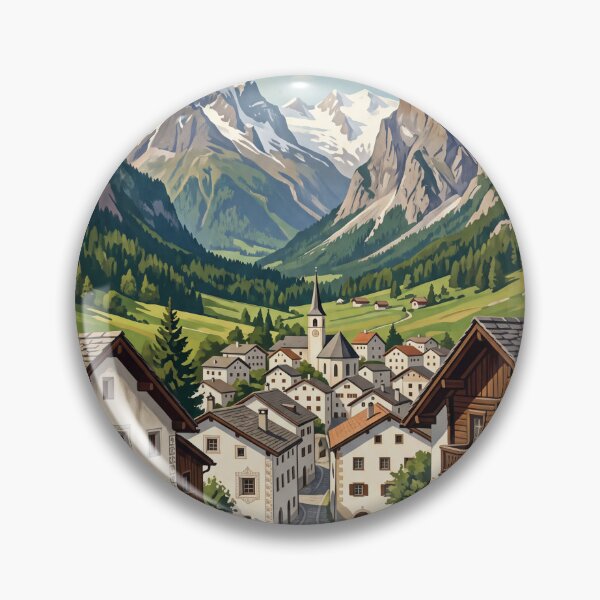 Item preview, Lavin Switzerland Vintage Travel – Lower Engadine Piz Linard Sgraffito Village designed and sold by Bomax121.