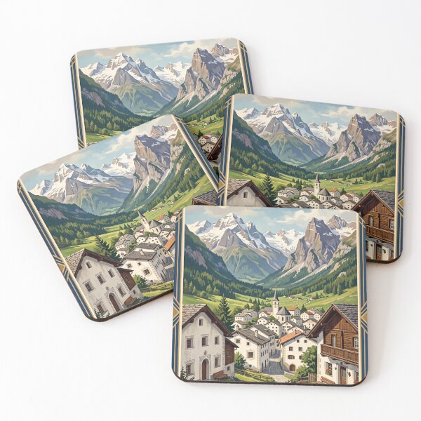 Item preview, Lavin Switzerland Vintage Travel – Lower Engadine Piz Linard Sgraffito Village designed and sold by Bomax121.