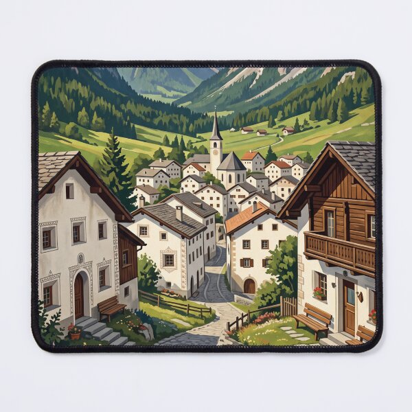 Item preview, Lavin Switzerland Vintage Travel – Lower Engadine Piz Linard Sgraffito Village designed and sold by Bomax121.