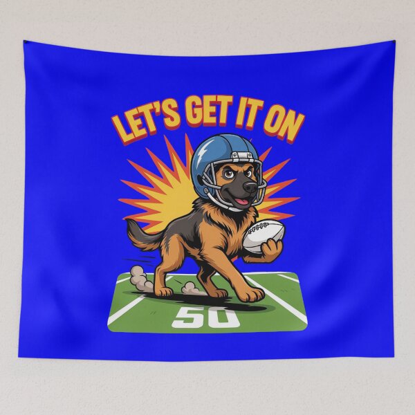 Item preview, Cartoon Dog Mascot German Shepherd LET’S GET IT ON Art Design designed and sold by fantasticdesign.