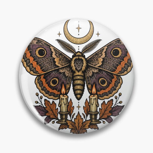 Item preview, Halloween Moth Under a Crescent Moon with Candles designed and sold by eignvalue.