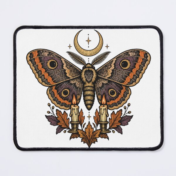 Item preview, Halloween Moth Under a Crescent Moon with Candles designed and sold by eignvalue.