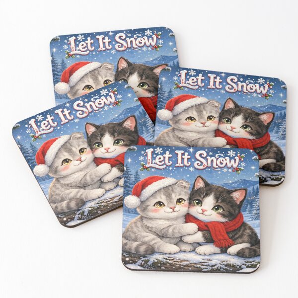 Item preview, Let It Snow Christmas Cats Winter Forest designed and sold by Russtoon.