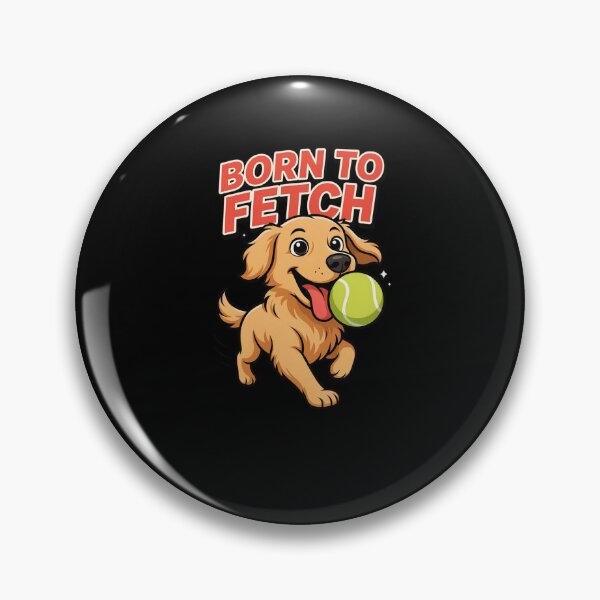 Item preview, Cartoon Dog Mascot Golden Retriever  BORN TO FETCH Art Design designed and sold by fantasticdesign.