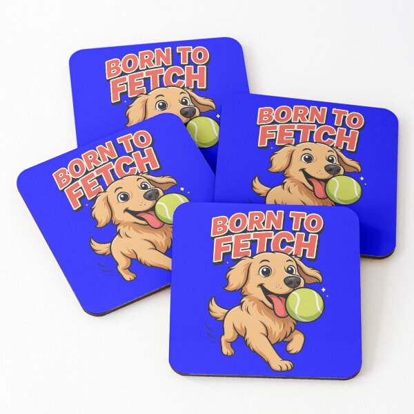 Item preview, Cartoon Dog Mascot Golden Retriever  BORN TO FETCH Art Design designed and sold by fantasticdesign.