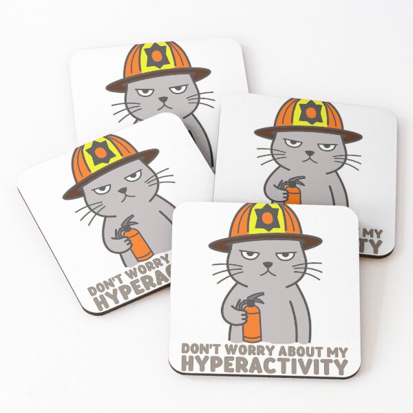 Item preview, Firefighter Cat Funny Hyperactivity Safety Humor Illustration designed and sold by cloneshark.